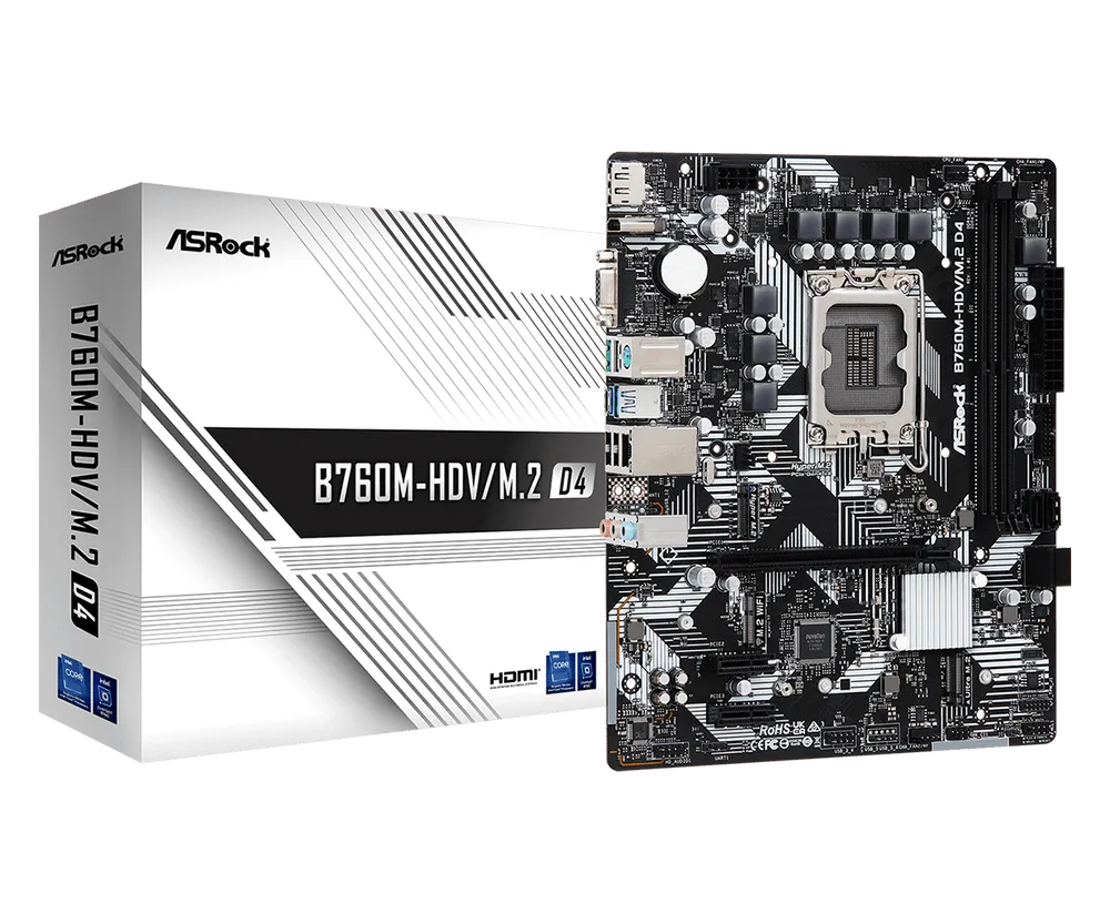 ASRock B760M-HDV/M.2 D4 M-ATX Motherboard