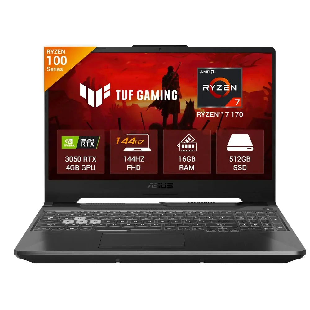 ASUS TUF Gaming A15, Gaming Laptop, AMD Ryzen 7 170 Processor, 16GB RAM, 512GB, RTX 3050, 15.6 FHD, Windows 11 Home, Office Home 2024 and M365 Basic -1 Year Validity, FA506NCQ-IN081WS