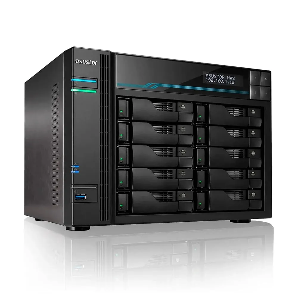 Asustor Lockerstor 10 | AS6510T | Enterprise Network Attached Storage | 2.1GHz Quad-Core, Two 10GbE Port, Two 2.5GbE Port, Two M.2 Slot for NVMe SSD Cache, 8GB RAM DDR4