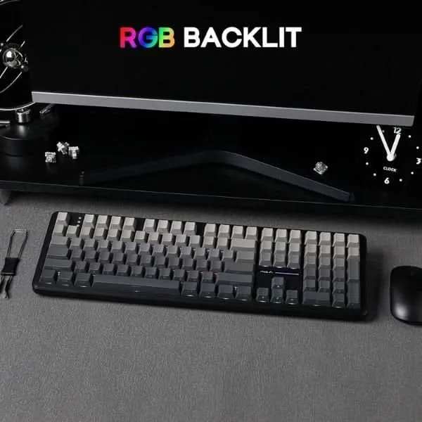 AULA F108 Tri-Mode Wireless Mechanical Gaming Keyboard, Gradient Grey, Nimbus Linear Switch, RGB Backlit, Hot-Swappable, Full Size