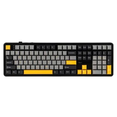 AULA F108 Tri-Mode Wireless Mechanical Gaming Keyboard, Grey and Yellow, Volcanic Axis Linear Switch, RGB, Hot-Swappable, Full Size