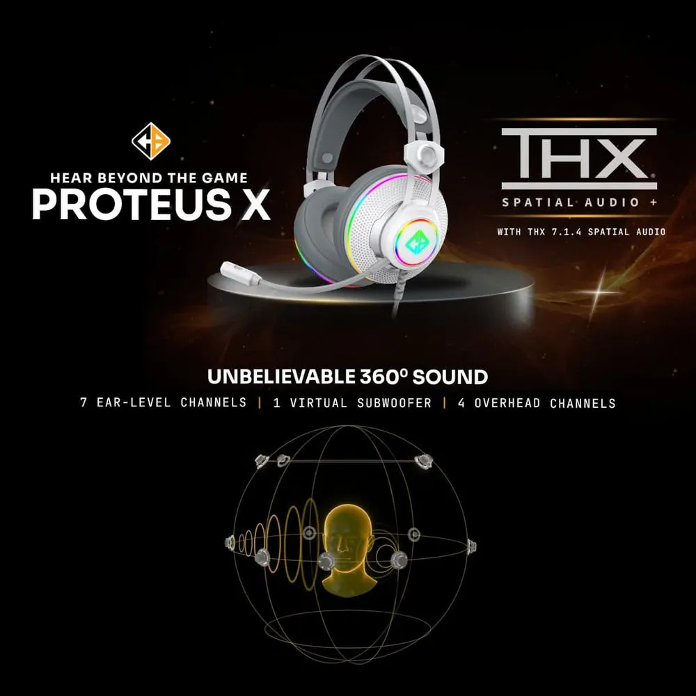 Cosmic Byte Proteus X 7.1.4 Surround Wired Gaming Headset White