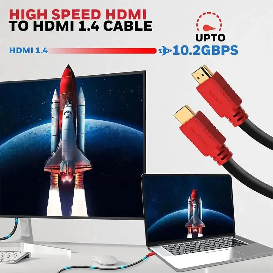 Honeywell HDMI 1.4 Cable with Ethernet (32.8ft/10M) High Speed HDMI Cable 10.2GBPS | Supports 3D /4Kx2K Ultra High Definition | 3D Home Theatre | 3D Gaming | Black