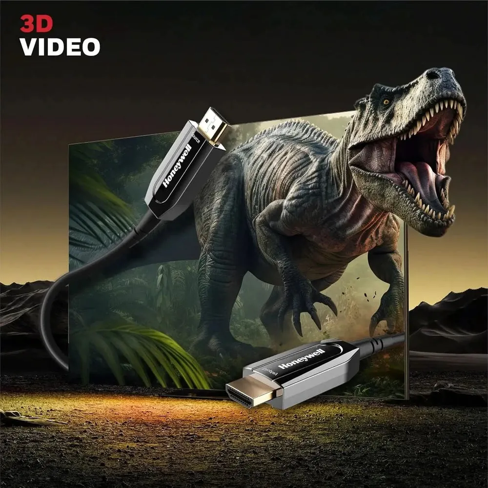Honeywell HDMI AOC 2.1 Complaint 10 Meters, Transmission Speed of 48GBPS, Supports UHD Resolution of 8K@60Hz, Male-to-Male, High-Speed Fiber Optics Cable, Compatible with TV, Gaming Console, etc.