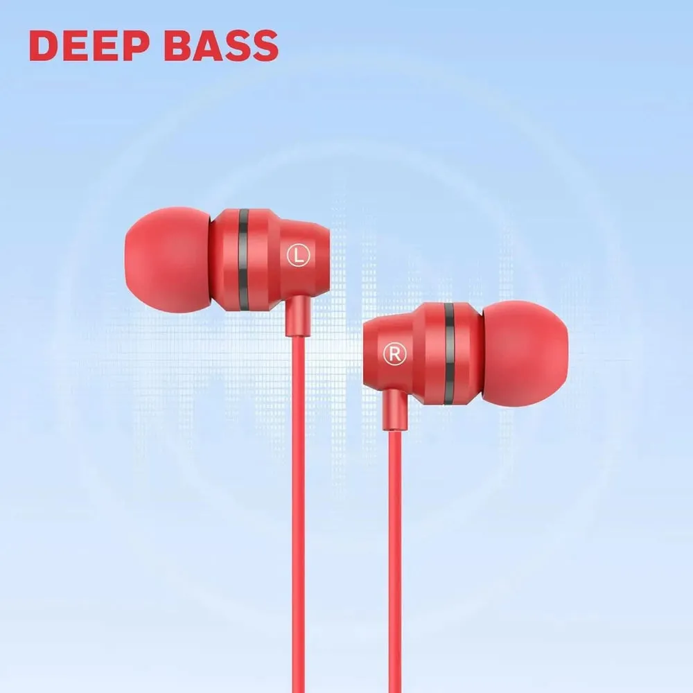 Honeywell Moxie V50 Wired Earphones with Built in Mic, 10mm*2 Drivers, Passive Noise Cancellation, Deep Bass & Clear Sound, Ultra HD Mic Quality, 3.5mm AUX, Voice Assistant Enabled, 1.2 Mtr