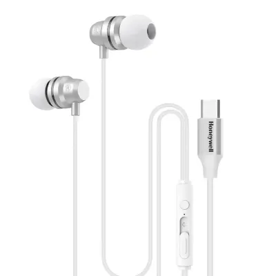 Honeywell Suono P60 Wired Earphones with Built in Mic, 10mm*2 Drivers, Passive Noise Cancellation, Deep Bass & Clear Sound, Ultra HD Mic Quality, Type C Compatible, Voice Assistant Enabled, 1.2 Mtr