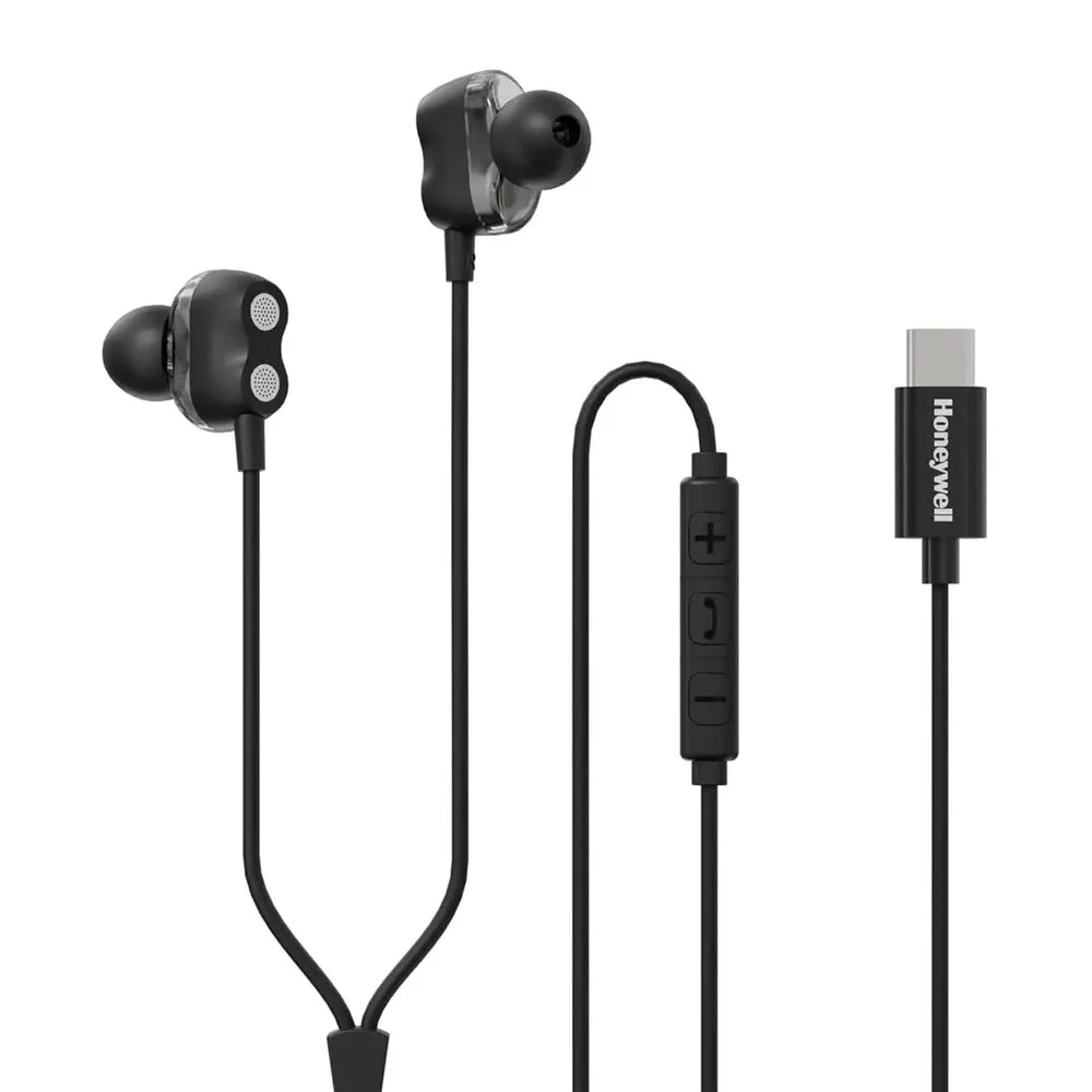 Honeywell Suono P80 Wired Gaming In Ear Earphones with Built-in Mic, 8mm*4 Drivers, IPX4, Noise Cancelling and ultra HD Mic, HD Sound & Clear Audio, Type C Compatible, Voice Assistant Enabled, 1.3 Mtr