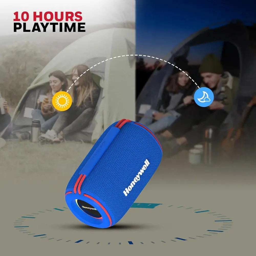 Honeywell Suono V210 Bluetooth 6.0 Speaker, 5W, Deep Bass Dual Radiators, 10H Playback, IPX6, Dual Speaker Pairing, RGB Light, USB/AUX/SD, Type-C Charging, Built-in Mic, 2yr Manufacturer Warranty Blue