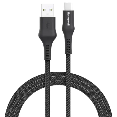 Honeywell USB A to Type C Cable, 4 Feet (1.2M), PD 60W, QC 3.0, Fast Charge & Sync Cable, Nylon Braided Cable for Apple Devices, Smartphones, Laptops, Power Banks, Tablets, Headphones, Speakers Black