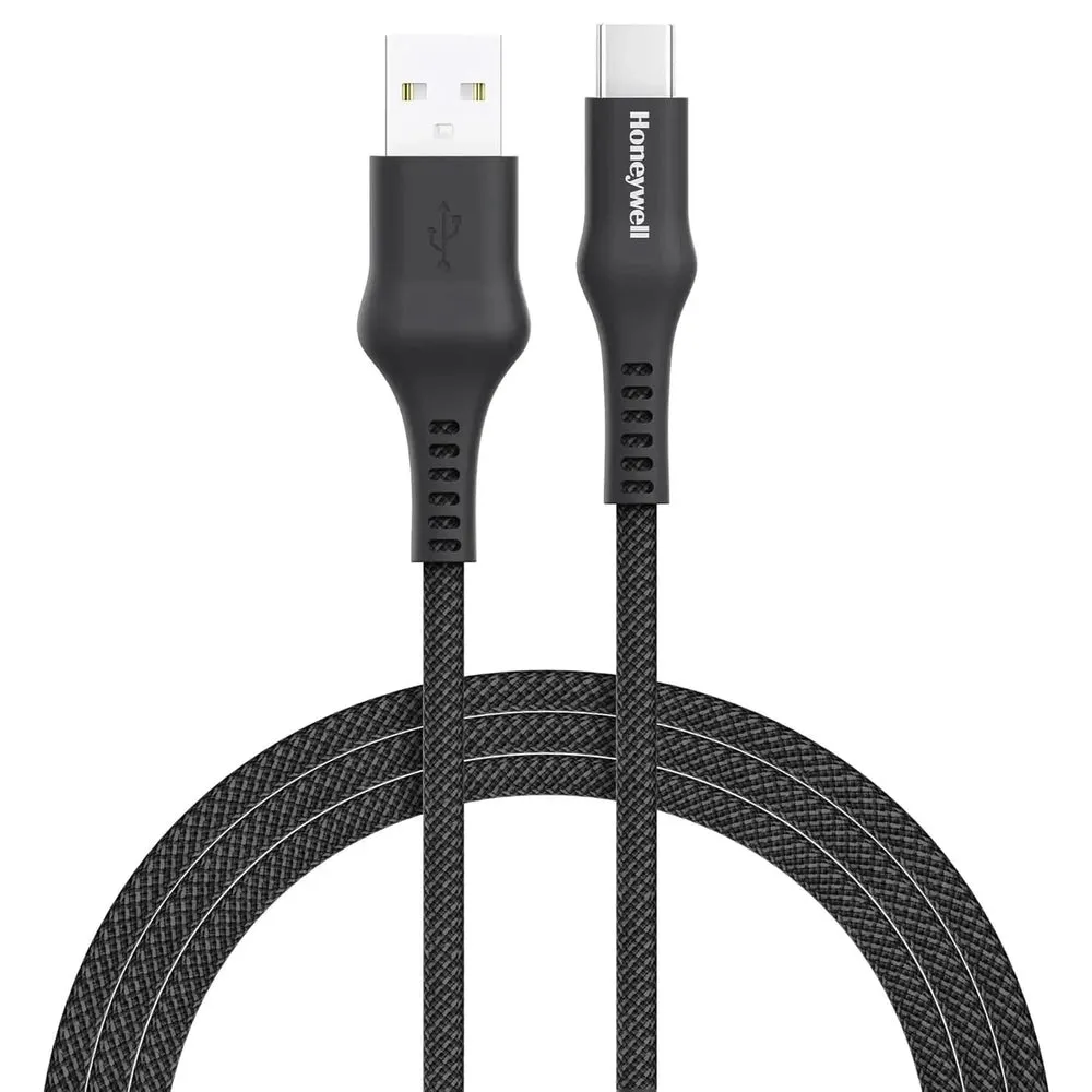 Honeywell USB A to Type C Cable, 4 Feet (1.2M), PD 60W, QC 3.0, Fast Charge & Sync Cable, Nylon Braided Cable for Apple Devices, Smartphones, Laptops, Power Banks, Tablets, Headphones, Speakers Black