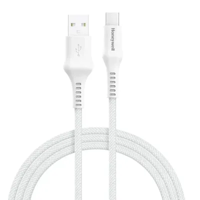 Honeywell USB A to Type C Cable, 4 Feet (1.2M), PD 60W, QC 3.0, Fast Charge & Sync Cable, Nylon Braided Cable for Apple Devices, Smartphones, Laptops, Power Banks, Tablets, Headphones, Speakers White
