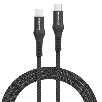 Honeywell USB Type C to Type C Cable, 4 Feet (1.2M), PD 60W, QC 3.0, Fast Charging, Nylon Braided Cable for Apple Devices, Smartphones, Laptops, Power Banks, Tablets, Headphones, Speakers Black