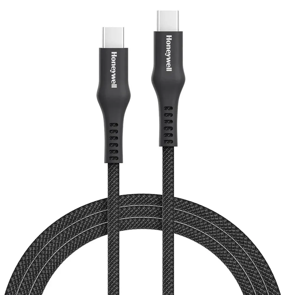 Honeywell USB Type C to Type C Cable, 4 Feet (1.2M), PD 60W, QC 3.0, Fast Charging, Nylon Braided Cable for Apple Devices, Smartphones, Laptops, Power Banks, Tablets, Headphones, Speakers Black