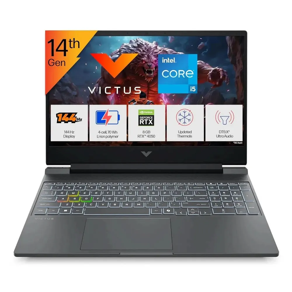 HP Victus, Intel Core i5-14450HX 14th Gen, 6GB RTX 4050, 24GB DDR5 RAM, 512GB SSD, FHD, 144Hz, 300 nits, 15.6 inch, Windows 11 Home, M365, Office24, Silver, 2.29kg, fa2382tx, RGB Gaming Laptop