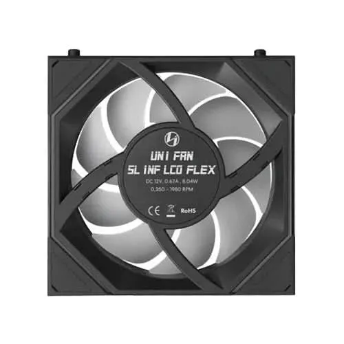 LIAN LI UNI FAN SL-INF LCD FLEX Reverse Blade 120mm ARGB Case Fan, 3-Pack, Black
