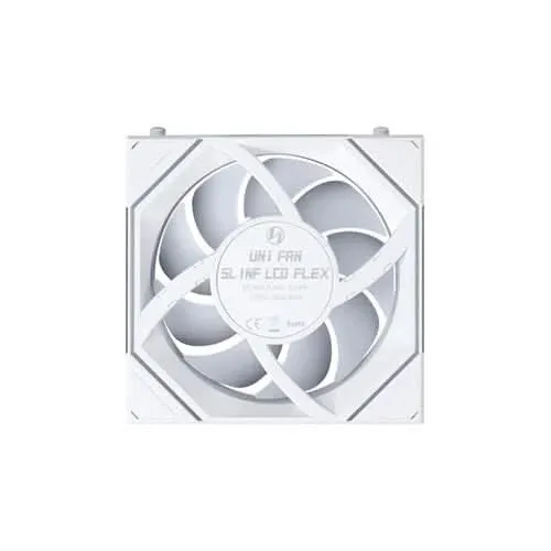 LIAN LI UNI FAN SL-INF LCD FLEX Reverse Blade 120mm ARGB Case Fan, 3-Pack, White