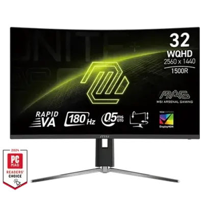 MSI MAG 32CQ6PF 32 Inch WQHD Gaming Monitor 180Hz 0.5ms Rapid VA AMD FreeSync Premium
