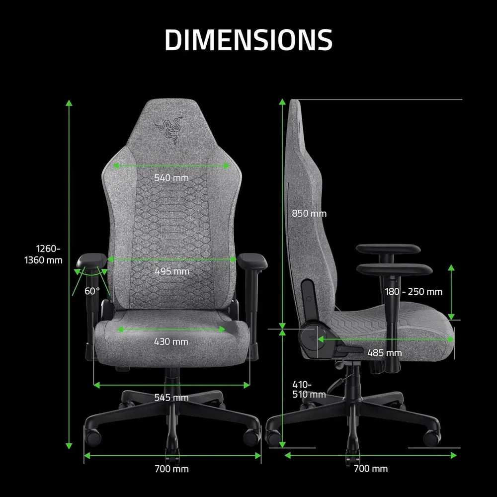 RAZER ISKUR V2 X - GAMING CHAIR - LIGHT GRAY FABRIC - RZ38-05310200-R3UA