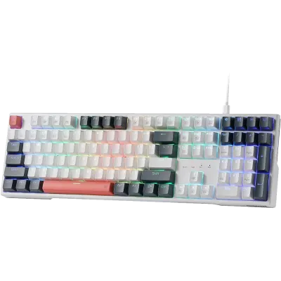 REDRAGON K668 RGB TRUNDLE WIRED (WHITE/BLACK/ORANGE SWITCH) USB MECHANICAL KEYBOARD