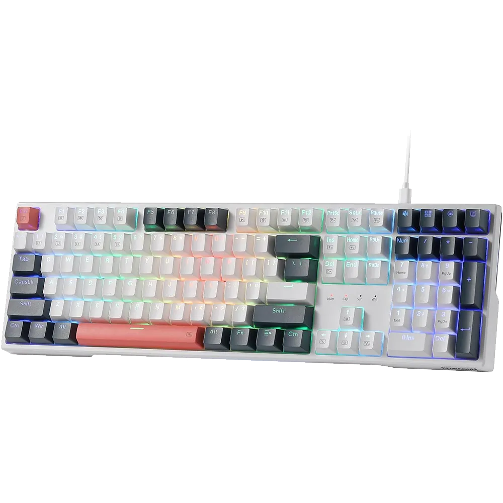 REDRAGON K668 RGB TRUNDLE WIRED (WHITE/BLACK/ORANGE SWITCH) USB MECHANICAL KEYBOARD