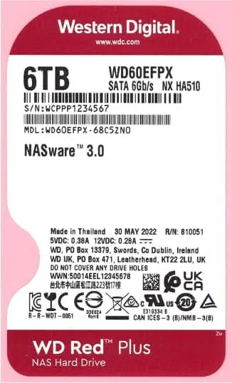 WESTERN DIGITAL 6TB RED INTERNAL SATA HARD DRIVE WESTERN DIGITAL 60EFPX