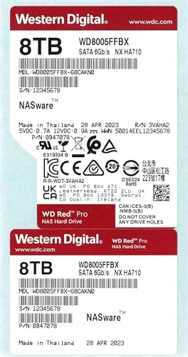 WESTERN DIGITAL 8TB WD RED PRO NAS INTERNAL HARD DRIVE HDD WD8005FFBX